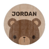 かわいい小さな茶色の熊の名前パーソナライズされた付き カッティングボード (正面)