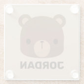 かわいい小さな茶色の熊の名前パーソナライズされた付き ガラスコースター (裏面)