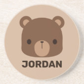 かわいい小さな茶色の熊の名前パーソナライズされた付き コースター (正面)