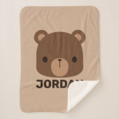 かわいい小さな茶色の熊の名前パーソナライズされた付き シェルパブランケット (正面)