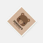 かわいい小さな茶色の熊の名前パーソナライズされた付き スタンダードカクテルナプキン (角)