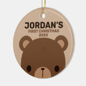 かわいい小さな茶色の熊の名前パーソナライズされた付き セラミックオーナメント (左)