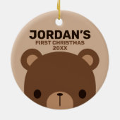 かわいい小さな茶色の熊の名前パーソナライズされた付き セラミックオーナメント (裏面)