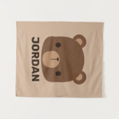 かわいい小さな茶色の熊の名前パーソナライズされた付き タペストリー (正面(横))