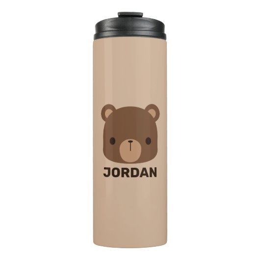 かわいい小さな茶色の熊の名前パーソナライズされた付き タンブラー (正面)
