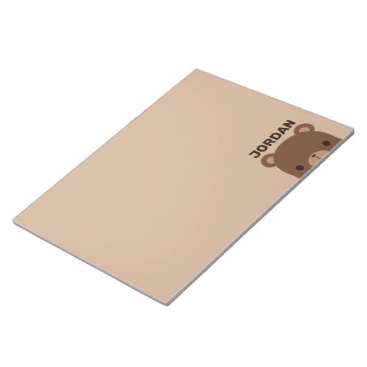 かわいい小さな茶色の熊の名前パーソナライズされた付き ノートパッド (アングル)