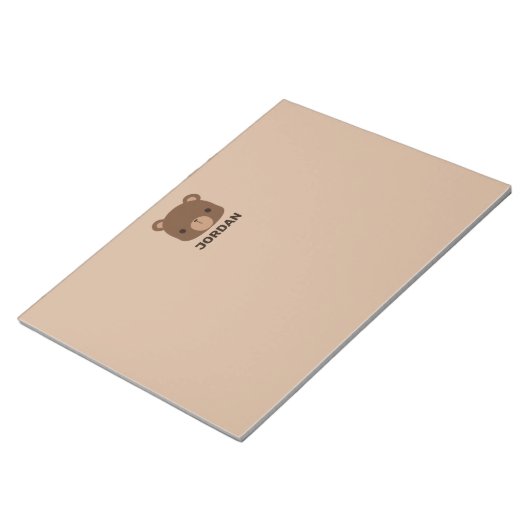 かわいい小さな茶色の熊の名前パーソナライズされた付き ノートパッド (アングル)