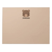 かわいい小さな茶色の熊の名前パーソナライズされた付き ノートパッド (正面)