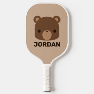 かわいい小さな茶色の熊の名前パーソナライズされた付き ピックルボールラケット