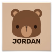 かわいい小さな茶色の熊の名前パーソナライズされた付き フォトプリント            (正面)