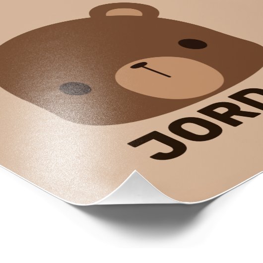 かわいい小さな茶色の熊の名前パーソナライズされた付き フォトプリント            (角)