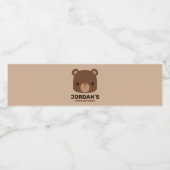 かわいい小さな茶色の熊の名前パーソナライズされた付き ペットボトルラベル (シングルラベル)