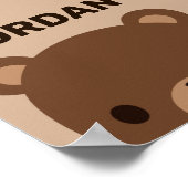 かわいい小さな茶色の熊の名前パーソナライズされた付き ポスター (角)