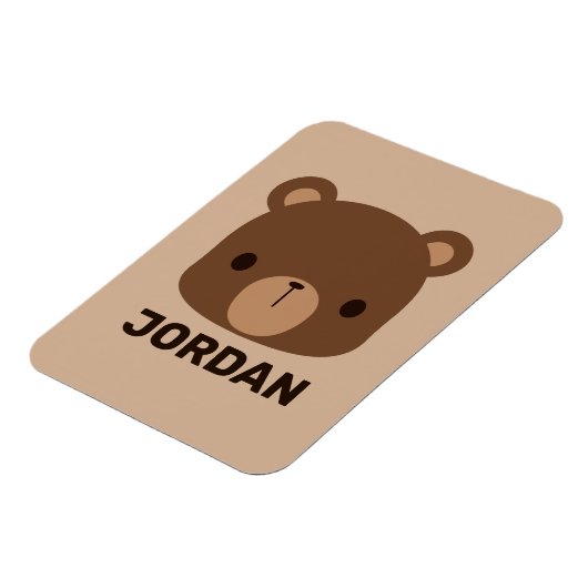 かわいい小さな茶色の熊の名前パーソナライズされた付き マグネット (左側)