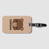 かわいい小さな茶色の熊の名前パーソナライズされた付き ラゲッジタグ (正面横)