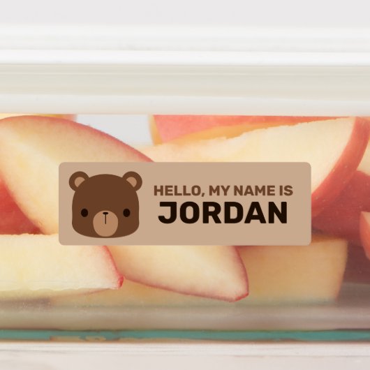 かわいい小さな茶色の熊の名前パーソナライズされた付き ラベル (貼付)