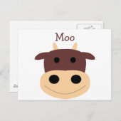 かわいい小さな茶色の牛のはがき ポストカード (正面/裏面)