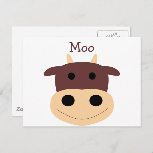 かわいい小さな茶色の牛のはがき ポストカード (正面/裏面)