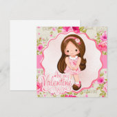 かわいい小さな茶色の髪の子のバレンタインカードを私のバレンタインに シーズンカード (正面/裏面)