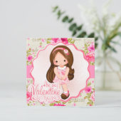 かわいい小さな茶色の髪の子のバレンタインカードを私のバレンタインに シーズンカード (スタンド正面)