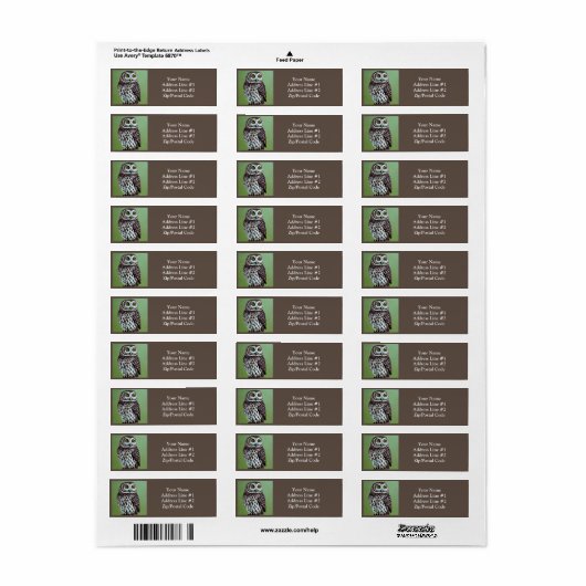 かわいい小さな荒野のウッドランドフクロウ ラベル (フルシート)