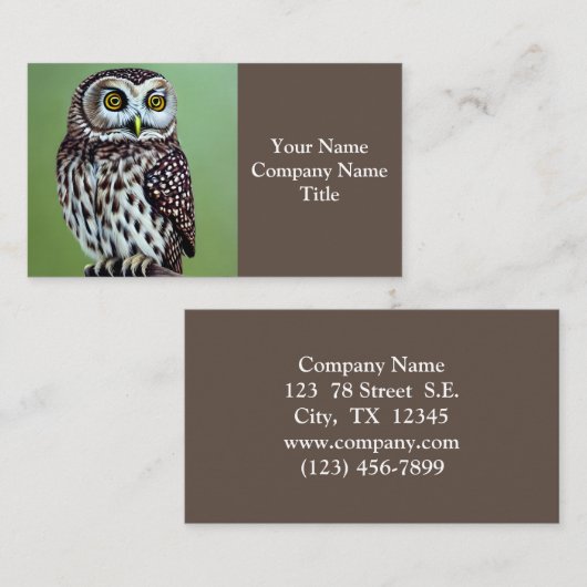 かわいい小さな荒野のウッドランドフクロウ 名刺 (正面/裏面)