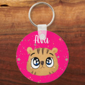 かわいい小さな虎の金ゴールド開始 キーホルダー (正面)