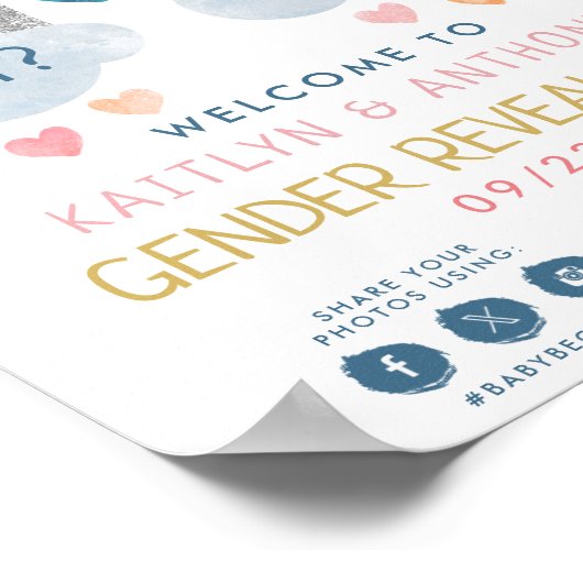 かわいい小さな虹のジェンダーを明らかにするパーティー歓迎 ポスター (角)