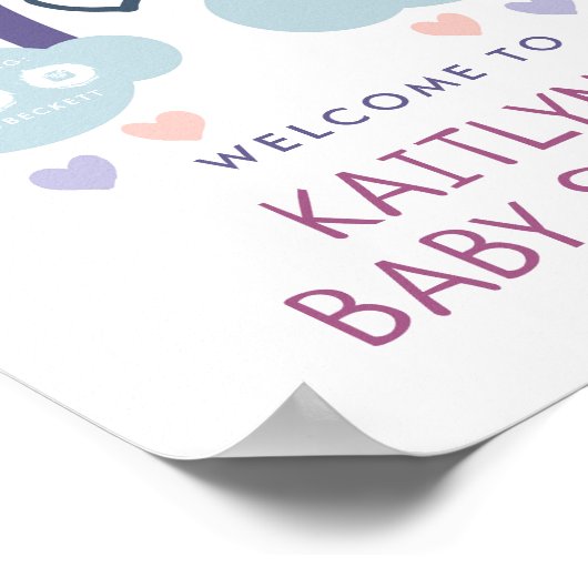 かわいい小さな虹の赤ちゃんシャワーへようこそ ポスター (角)