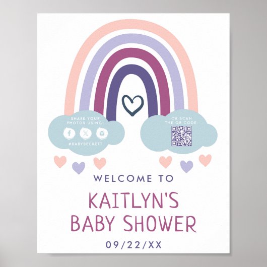 かわいい小さな虹の赤ちゃんシャワーへようこそ ポスター (正面)