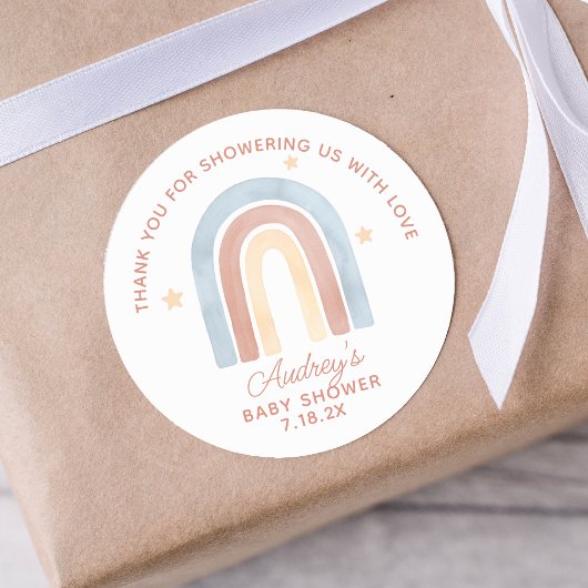 かわいい小さな虹ボホ赤ちゃんシャワーありがとう ラウンドシール