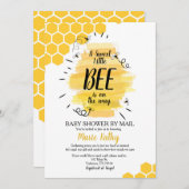 かわいい小さな蜂が郵便でシャワーにやってくる 招待状 (正面/裏面)