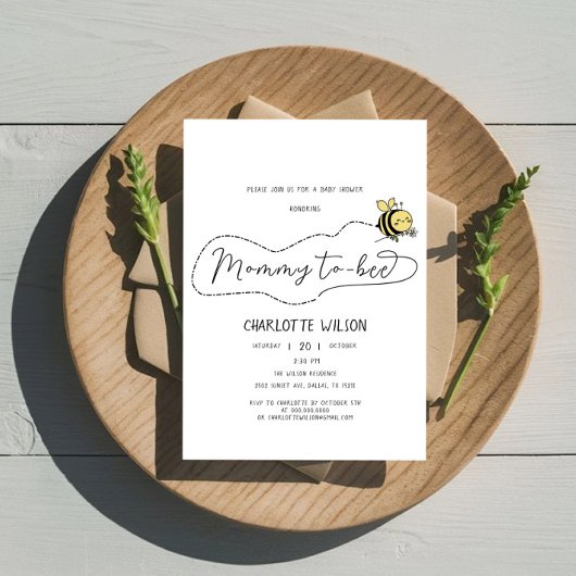 かわいい小さな蜂のママに蜂の赤ちゃんシャワー 招待状