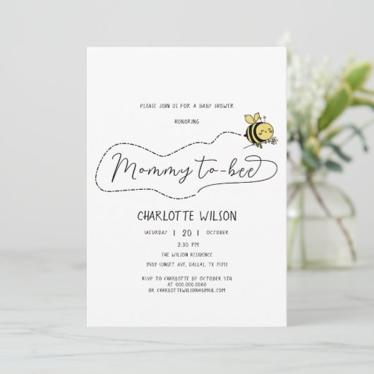 かわいい小さな蜂のママに蜂の赤ちゃんシャワー 招待状 (スタンド正面)
