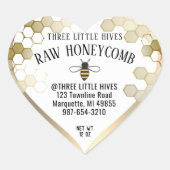 かわいい小さな蜂ハニカムラベル縁ど金ゴールド ハートシール (正面)