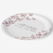 かわいい小さな蝶が途中の赤ちゃんシャワー ペーパープレート (アングル)