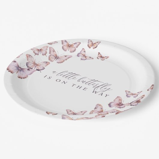 かわいい小さな蝶が途中の赤ちゃんシャワー ペーパープレート (アングル)