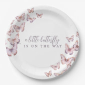 かわいい小さな蝶が途中の赤ちゃんシャワー ペーパープレート (正面)