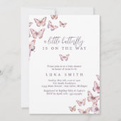 かわいい小さな蝶が途中の赤ちゃんシャワー 招待状 (正面)