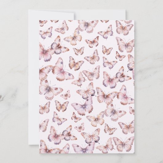 かわいい小さな蝶が途中の赤ちゃんシャワー 招待状 (裏面)