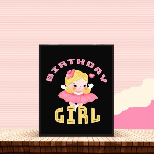 かわいい小さな誕生日の女の子 フォトプリント           