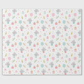 かわいい小さな誕生日マウスとギフト&ケーキ白 ラッピングペーパー (フラット)