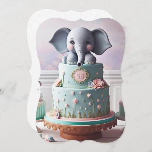 かわいい小さな象のレイヤーケーキ (正面/裏面)