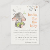 かわいい小さな象の葉の本の赤ちゃんシャワー エンクロージャーカード (正面)