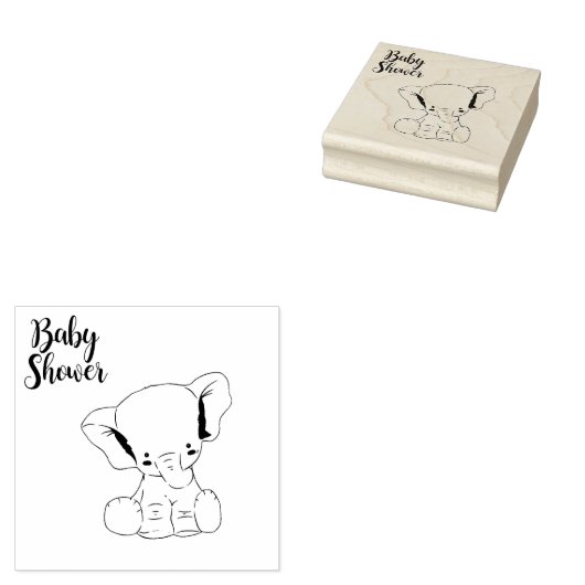 かわいい小さな象の赤ちゃんシャワー ラバースタンプ (押印)