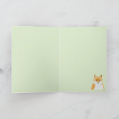 かわいい小さな赤いキツネ – 緑の上に透明。 カード (内部)