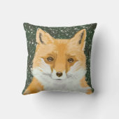 かわいい小さな赤いキツネ – 雪の中。 クッション (裏面)