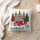 かわいい小さな赤いクリスマストラック クッション (ブランケット)