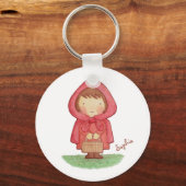 かわいい小さな赤い乗馬フードストーリーブックマグネット キーホルダー (正面)