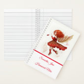 かわいい小さな赤い空飛ぶ妖精の乙女のファンタジー ノートブック (内側)